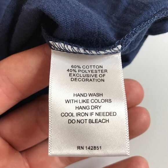 NWT Rebecca Malone Women's 3/4 Sleeve Decorative Pocket Top Blue Silver Large - Picture 7 of 10